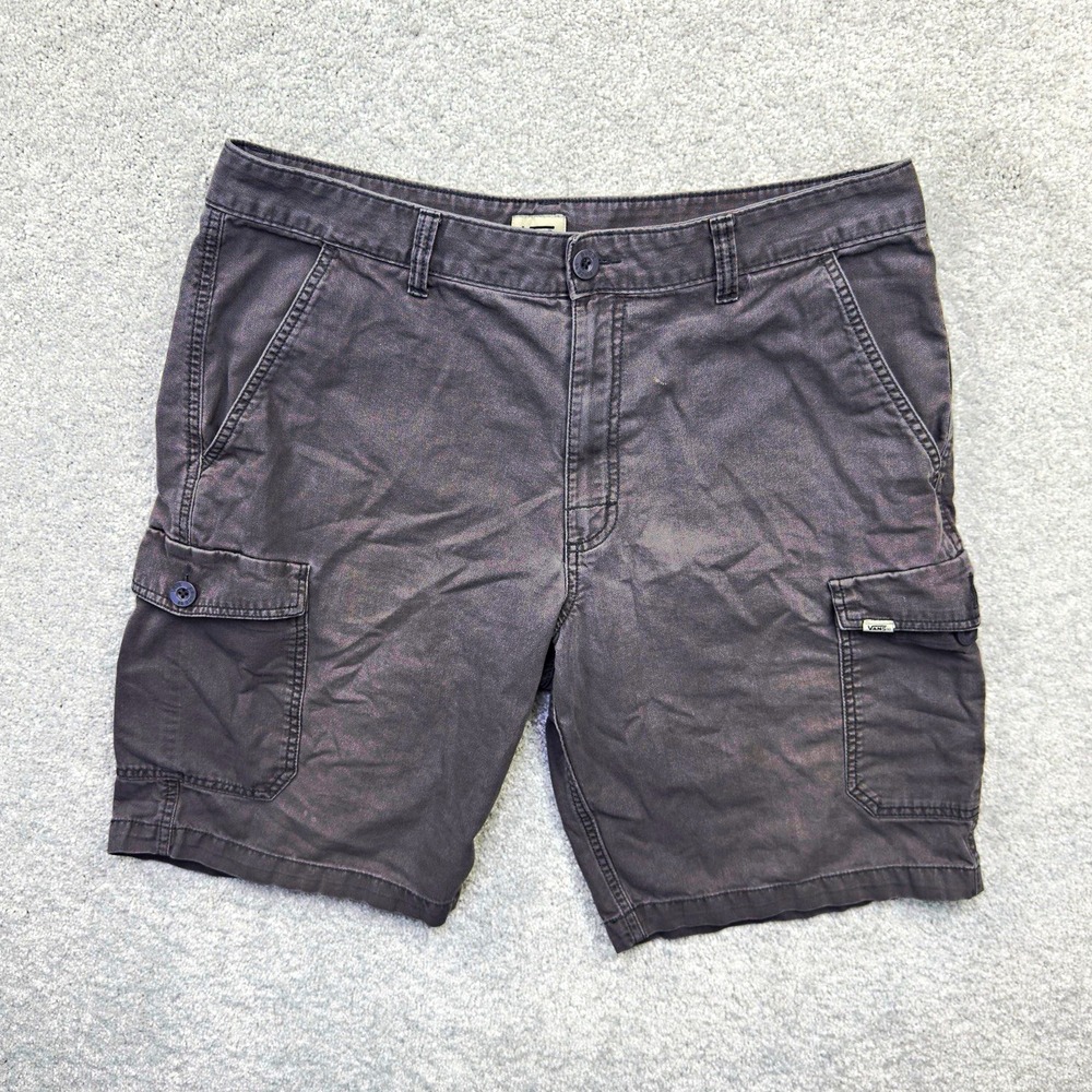Vans Cargo Shorts Mens 36 Gray Skateboarding Skater Checkered Pocket Casual